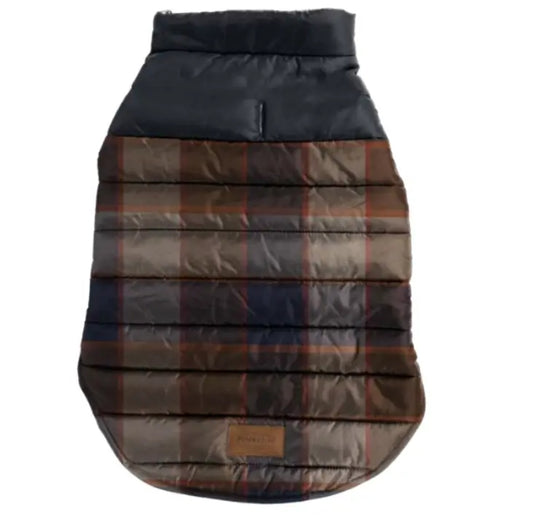 Plaid Insulated Dog Puffer Vest for Large Dogs | Warm Winter Dog Coat | Outdoor Hiking & Cold Weather Jacket (Fits Up to 41" Chest)