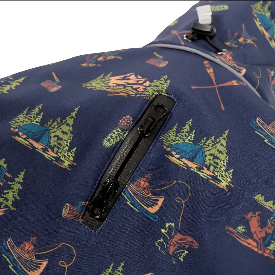 Waterproof Adventure Dog Coat for Large Dogs | Adjustable Hooded Rain Jacket | Outdoor Hiking & Cold Weather Dog Coat (Fits Up to 41" Chest)